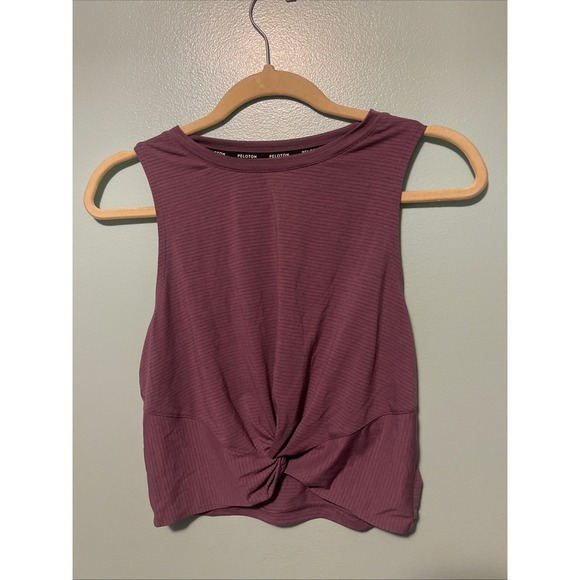 Peloton purple crop top sleeveless twist front high neck modal lyocell M - Picture 1 of 7